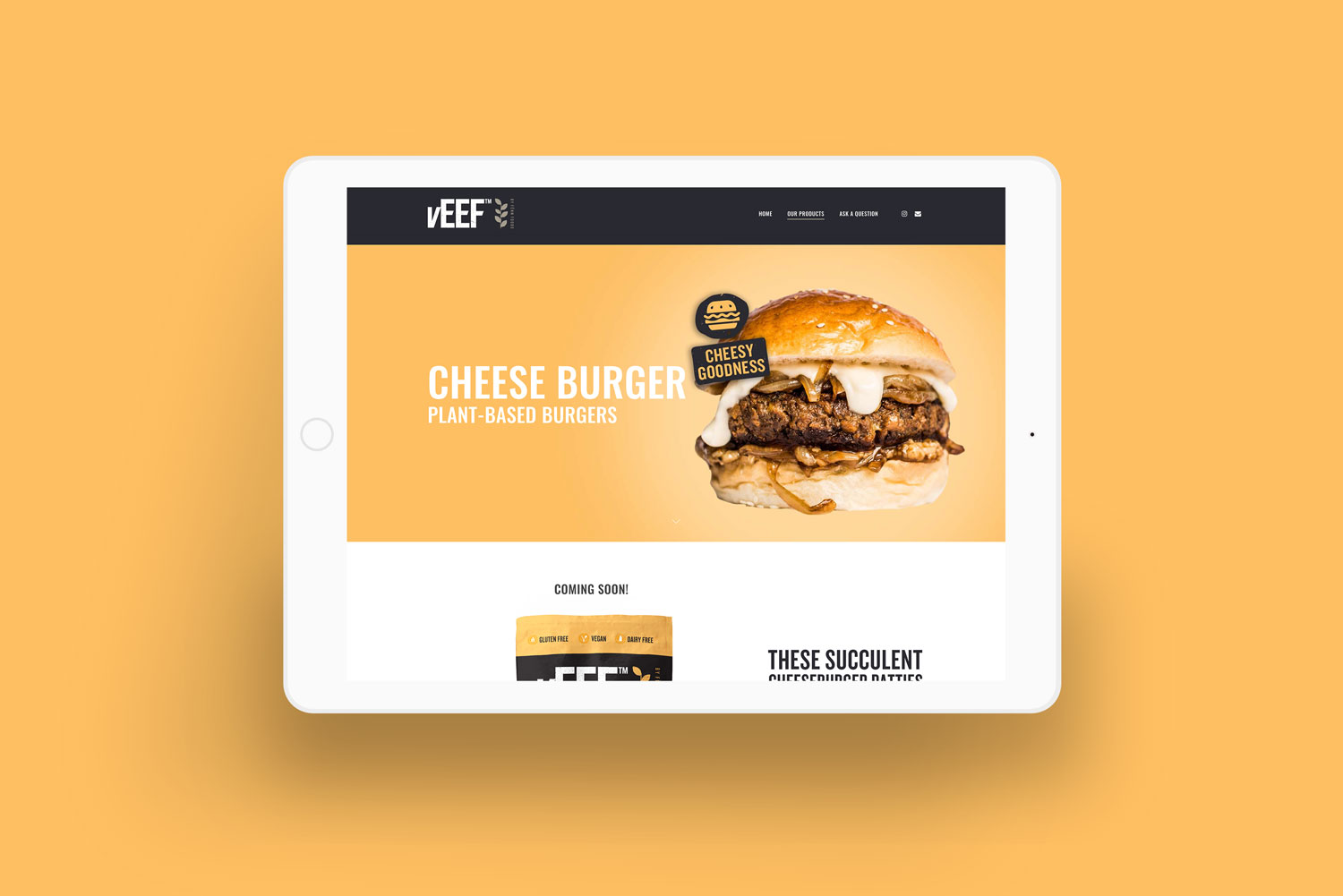 veef cheeseburger product website design