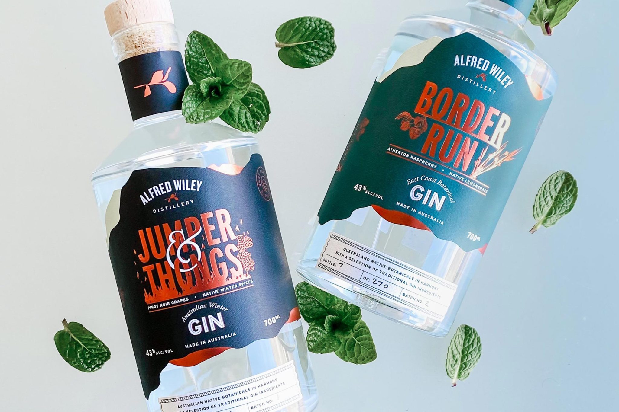 alfred wiley distillery gin packaging design